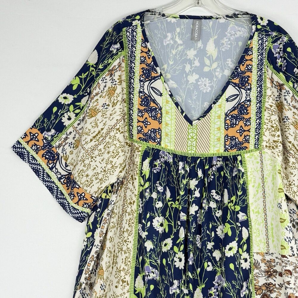 Norecoora Peasant BOHO Floral V-Neck Short Sleeve Top Blouse Size XL - Picture 14 of 15